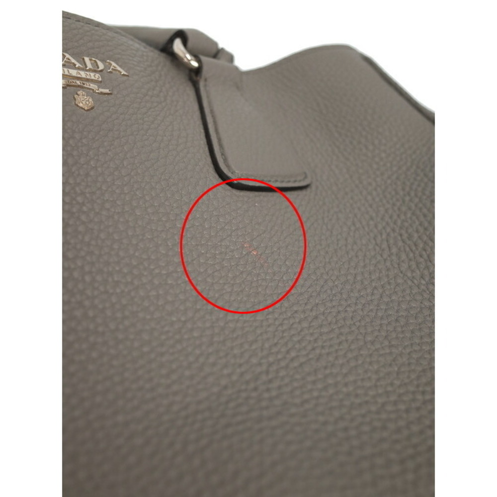Prada Vitello Daino tote bag pebbled leather Gray - Picture 4 of 9